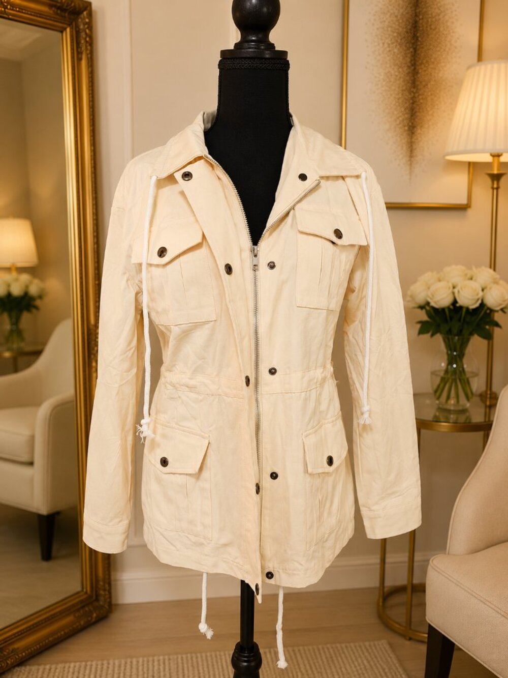 Ladies Cotton trench coat  |  Beige  | Medium